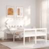 Bed Frame with Headboard White Double Solid Wood Colour white Size 135 x 190 cm 