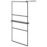 Modern Walk-in Shower Wall with Shelf Black 100x195 cm