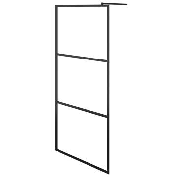 Modern Walk-in Shower Wall with Shelf Black 100x195 cm