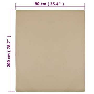 Jersey Fitted Sheet Taupe 90x200 cm Cotton | Hipomarket UK