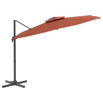 Double Top Cantilever Umbrella Terracotta 300x300 cm - HipoMarket