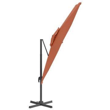 Double Top Cantilever Umbrella Terracotta 300x300 cm - HipoMarket