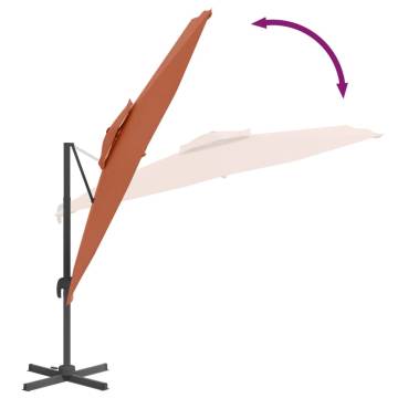 Double Top Cantilever Umbrella Terracotta 300x300 cm - HipoMarket