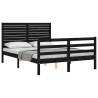 Black Bed Frame with Headboard - Solid Pinewood 120x200 cm