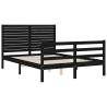 Black Bed Frame with Headboard - Solid Pinewood 120x200 cm