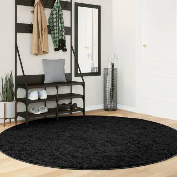 Shaggy Rug PAMPLONA High Pile Modern Black Ø 200 cm