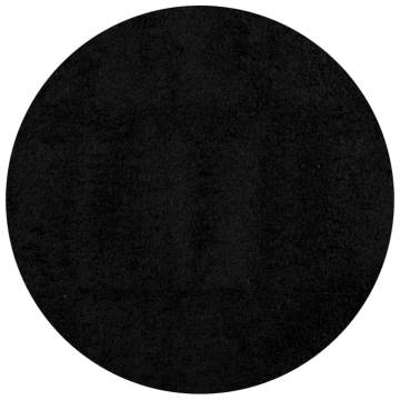 Shaggy Rug PAMPLONA High Pile Modern Black Ø 200 cm