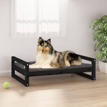 Stylish Dog Bed in Black - Solid Pine Wood | HipoMarket