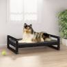 Dog Bed Black 95.5x65.5x28 cm Solid Pine Wood Colour black Size 95.5 x 65.5 x 28 cm 