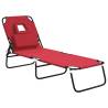 Folding Sun Lounger - Red Oxford Fabric & Steel | Hipomarket