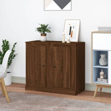 Stylish Brown Oak Sideboards - 2 pcs, Engineered Wood | Hipomarket