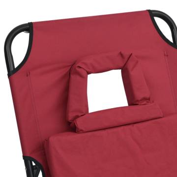 Folding Sun Lounger - Red Oxford Fabric & Steel | Hipomarket