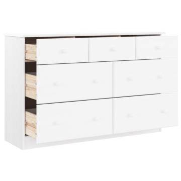 ALTA White Chest of Drawers - Solid Pine Wood 112x35x73 cm