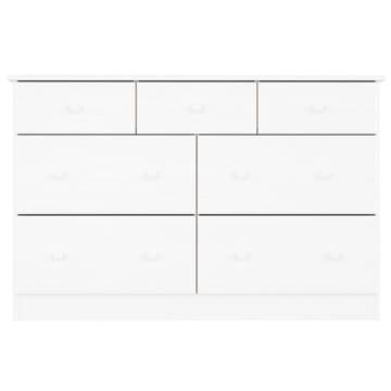 ALTA White Chest of Drawers - Solid Pine Wood 112x35x73 cm