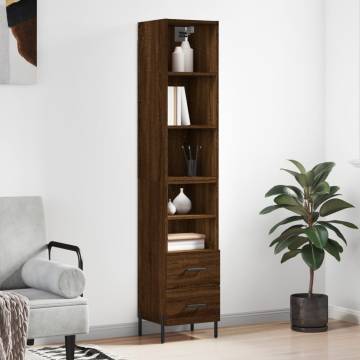 Stylish Highboard in Brown Oak | 34.5x34x180 cm | Hipomarket