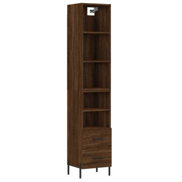 Stylish Highboard in Brown Oak | 34.5x34x180 cm | Hipomarket