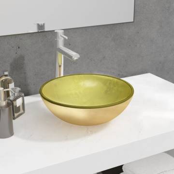 Stylish Gold Tempered Glass Basin 35x12 cm | Hipomarket UK