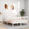 White Double Bed Frame with Headboard | Solid Pinewood Design