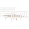 White Double Bed Frame with Headboard | Solid Pinewood Design