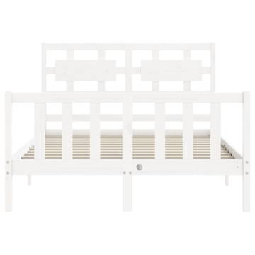 White Double Bed Frame with Headboard | Solid Pinewood Design