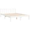 White Double Bed Frame with Headboard | Solid Pinewood Design