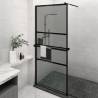 Walk-in Shower Wall with Shelf Black 100x195 cm ESG Glass&Aluminium Colour black Size 100 x 195 cm Model 