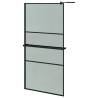 Walk-in Shower Wall with Shelf Black 100x195 cm - ESG Glass