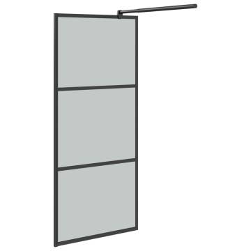 Walk-in Shower Wall with Shelf Black 100x195 cm - ESG Glass