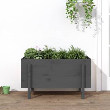 Garden Raised Bed Grey 101x50x57 cm - Solid Pine Wood