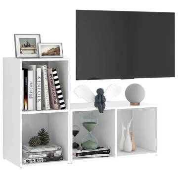 Stylish White TV Cabinets - 2 pcs, Engineered Wood