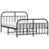 Black Metal Bed Frame with Headboard & Footboard - 183x213 cm