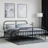 Black Metal Bed Frame with Headboard & Footboard - 183x213 cm