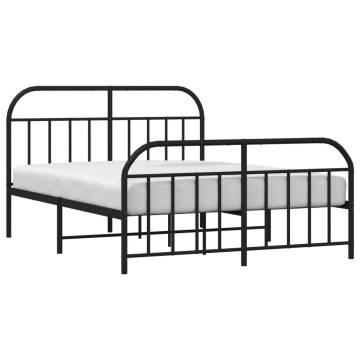 Black Metal Bed Frame with Headboard & Footboard - 183x213 cm