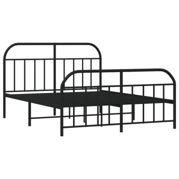 Black Metal Bed Frame with Headboard & Footboard - 183x213 cm