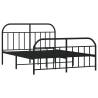 Black Metal Bed Frame with Headboard & Footboard - 183x213 cm