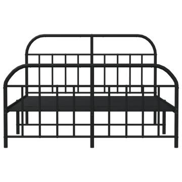 Black Metal Bed Frame with Headboard & Footboard - 183x213 cm