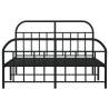 Black Metal Bed Frame with Headboard & Footboard - 183x213 cm