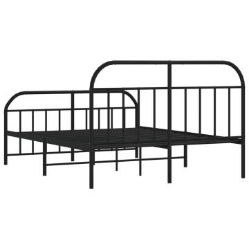 Black Metal Bed Frame with Headboard & Footboard - 183x213 cm