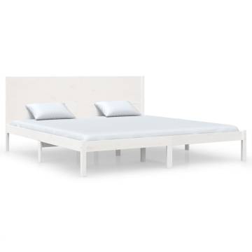 White Solid Wood Bed Frame 180x200 cm - Super King Size