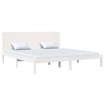 White Solid Wood Bed Frame 180x200 cm - Super King Size