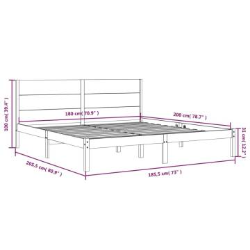 White Solid Wood Bed Frame 180x200 cm - Super King Size