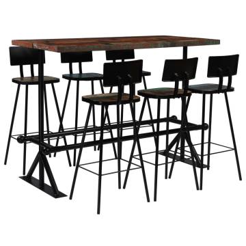 7 Piece Solid Reclaimed Wood Bar Set - Industrial Charm