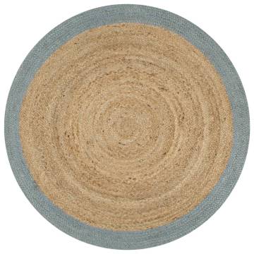 Handmade Jute Rug with Olive Green Border - 90 cm