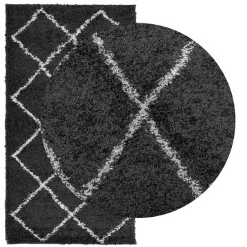 Shaggy Rug High Pile Black & Cream 60x110 cm - Hipomarket