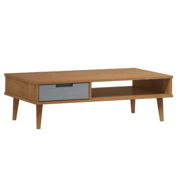 MOLDE Brown Coffee Table | Solid Pine Wood | 100x55x31 cm