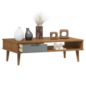 MOLDE Brown Coffee Table | Solid Pine Wood | 100x55x31 cm