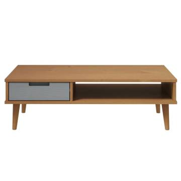 MOLDE Brown Coffee Table | Solid Pine Wood | 100x55x31 cm