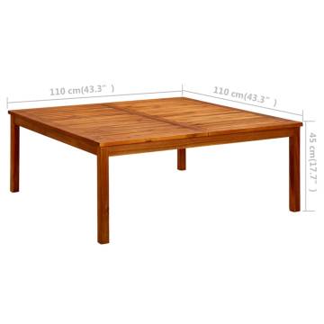 Garden Coffee Table 110x110 cm - Solid Acacia Wood | HipoMarket