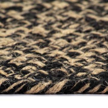 Handmade Jute Rug Black & Natural 120 cm - Unique Design