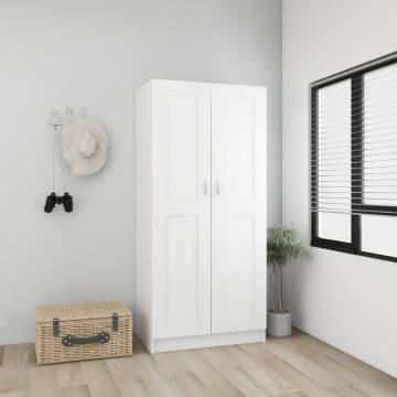 Stylish White Wardrobe - 82.5x51.5x180 cm Engineered Wood